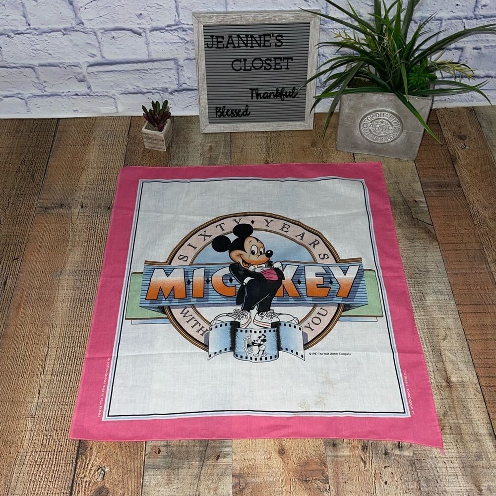 💜 Vintage 1987 Disney Mickey Mouse Sixty Years With You Scarf Bandana